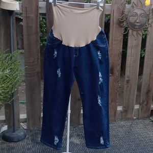 Women's maternity pants blue distressed but good condition size 38